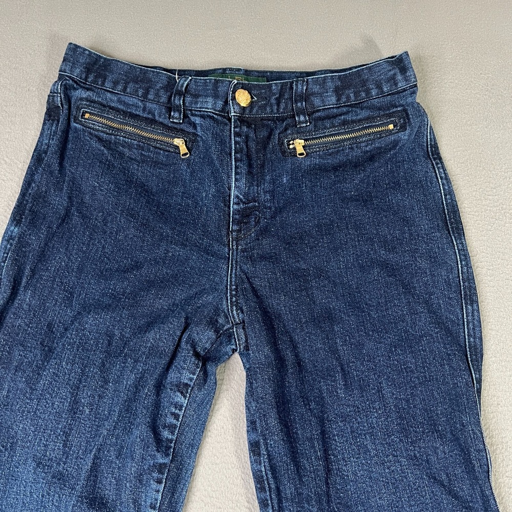 Lauren Jeans Ralph Lauren Womens Blue 8 (30x29.5) Slim Denim Wash Zip Pockets - Picture 2 of 11